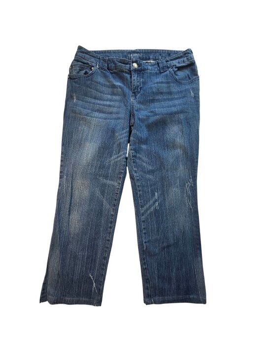 Lane Bryant Denim - Lane Bryant Womens Embroidered Denim Jeans Distressed Medium Wash Size 20 Averag